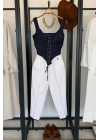 Ön Bağcıklı Denim Korse Büstiyer