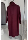 Önü Açık Şal Yaka Hırka Bordo