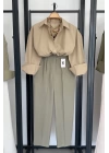 Oversize Basic Keten Gömlek Bej