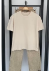 Oversize Bisiklet Yaka Kısa Kol T-Shirt Ekru
