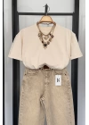 Oversize Bisiklet Yaka Kısa Kol T-Shirt Ekru
