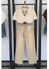 Oversize Bisiklet Yaka Kısa Kol T-Shirt Ekru