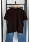 Oversize Bisiklet Yaka Kısa Kol T-Shirt Kahverengi