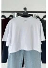 Oversize Crop Tshirt Beyaz