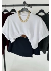 Oversize Crop Tshirt Beyaz