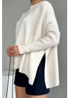 Oversize Düz Kazak Krem
