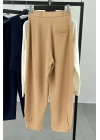 Paça Detay Keten Pantolon Camel