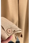 Paça Detay Keten Pantolon Camel