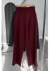 Palazzo Fabric Trousers Bordo