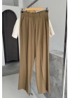 Palazzo Fabric Trousers Haki