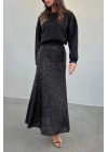 Sequined Maxi Skirt / Black