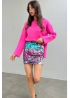 Sequined Mini Skirt / Pink