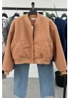 Peluş Bomber Ceket Camel