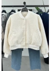 Peluş Bomber Ceket Ekru