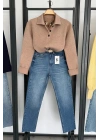 Polo Yaka 3 Düğmeli Kazak Camel