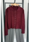 Polo Yaka Hırka Bordo