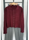 Polo Yaka Hırka Bordo