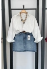 Premıum Denim Etek Mavi