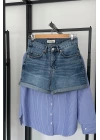 Premium High Waist Denim Shorts Mavi