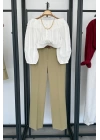 Premıum Kemerli Düz Fit Pantolon Çağla