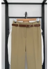 Premıum Kemerli Düz Fit Pantolon Çağla