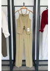 Premıum Kemerli Düz Fit Pantolon Çağla