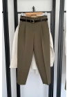 Premıum Kemerli Havuç Fit Pantolon Yeşil