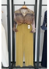 Premıum Keten Palazzo Pantolon Olive