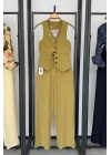 Premıum Keten Palazzo Pantolon Olive