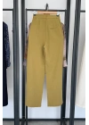 Premıum Keten Palazzo Pantolon Olive