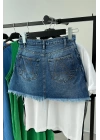 Tasseled Jean Short Skirt