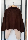 Reglan Kol Süs Cepli Hırka Kahverengi