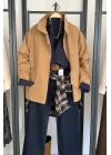Relaxed Fit Fermuarlı Parka Camel