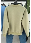 Ribanalı Şardonlu Sweatshirt Haki