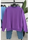 Ribanalı Şardonlu Sweatshirt Mor