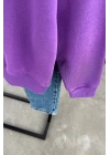 Ribbed Hooded Sweatshirt Purple
