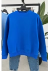 Ribanalı Şardonlu Sweatshirt Saks Mavisi