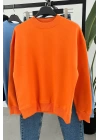 Ribanalı Şardonlu Sweatshirt Turuncu