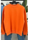 Ribanalı Şardonlu Sweatshirt Turuncu