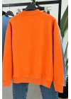 Ribanalı Şardonlu Sweatshirt Turuncu