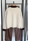 Sakallı Polo Yaka Hırka Krem