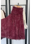 Şal Desen Etek Bordo