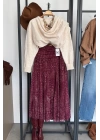Şal Desen Etek Bordo