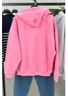 Şardonlu Kapüşonlu Sweat Pembe