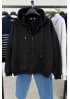 Şardonlu Kapüşonlu Sweat Siyah