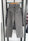 Straight Fit Vintage Görünümlü Jean Gri