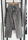 Straight Fit Vintage Görünümlü Jean Gri