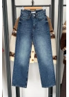 Straight Fit Vintage Görünümlü Jean Koyu Mavi