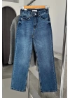 Straight Fit Vintage Görünümlü Jean Mavi