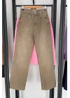 Straight Fit Vintage Görünümlü Kesik Paça Jean Bej